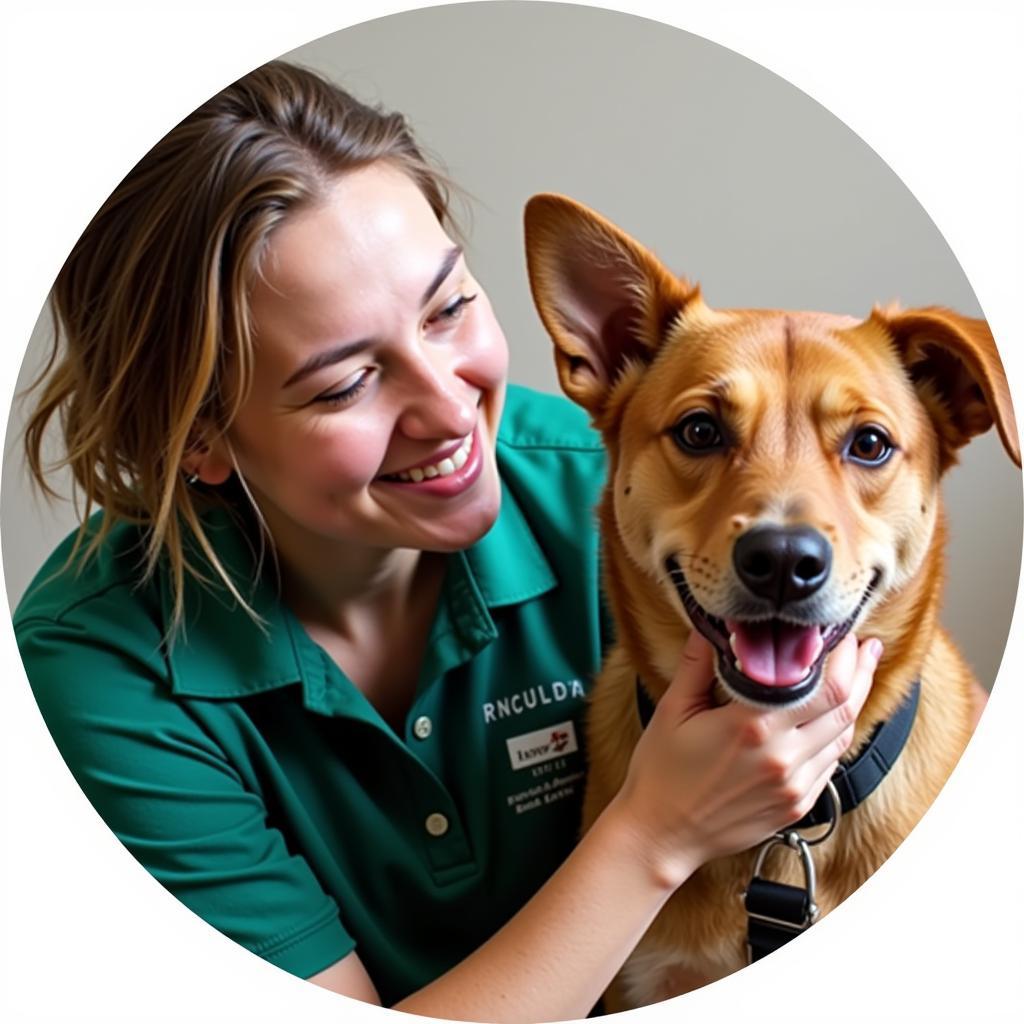 Volunteer Bonding with Dog at Kirksville Humane Society