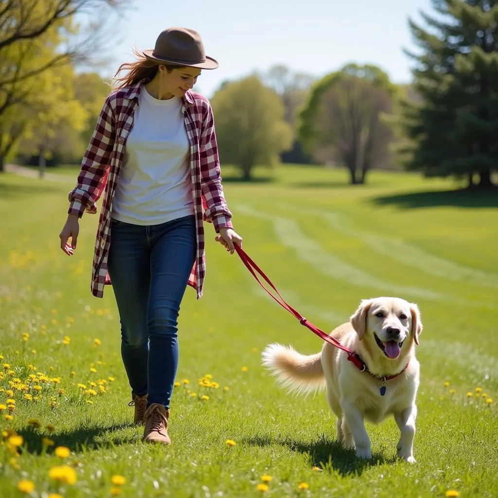 Volunteer Walking Dog at Emporia KS Humane Society 