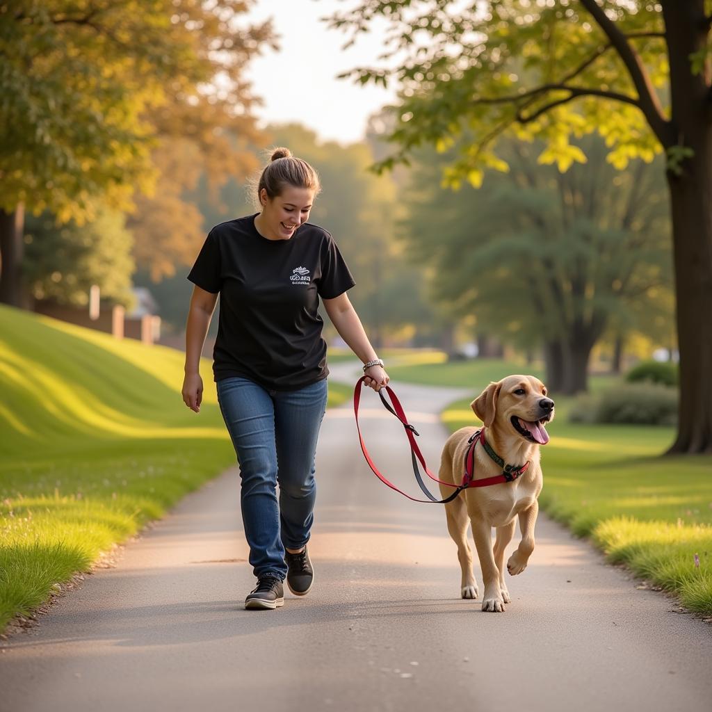 Volunteer Walking Dog at St. Joseph MI Humane Society