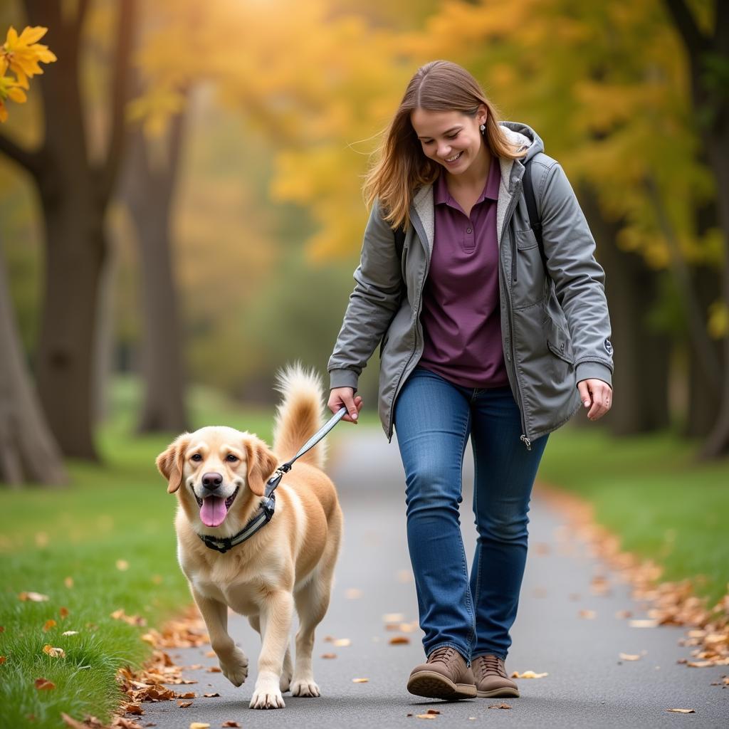 Volunteer Walking Dog at Gloucester VA Humane Society