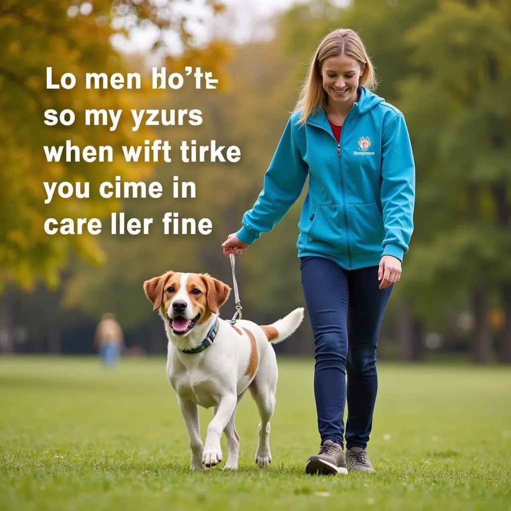 Volunteer walking a dog from the Owatonna Humane Society