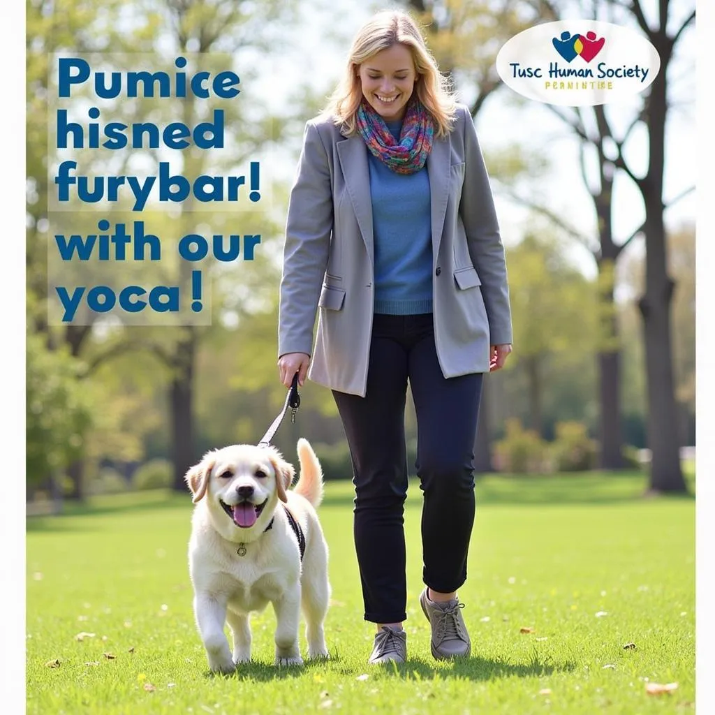 A volunteer enjoys a walk with a happy dog from the Tusc Humane Society