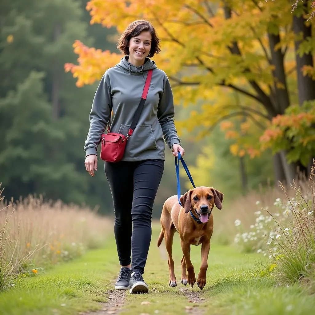 Volunteer Walking Dog at Watauga County Humane Society