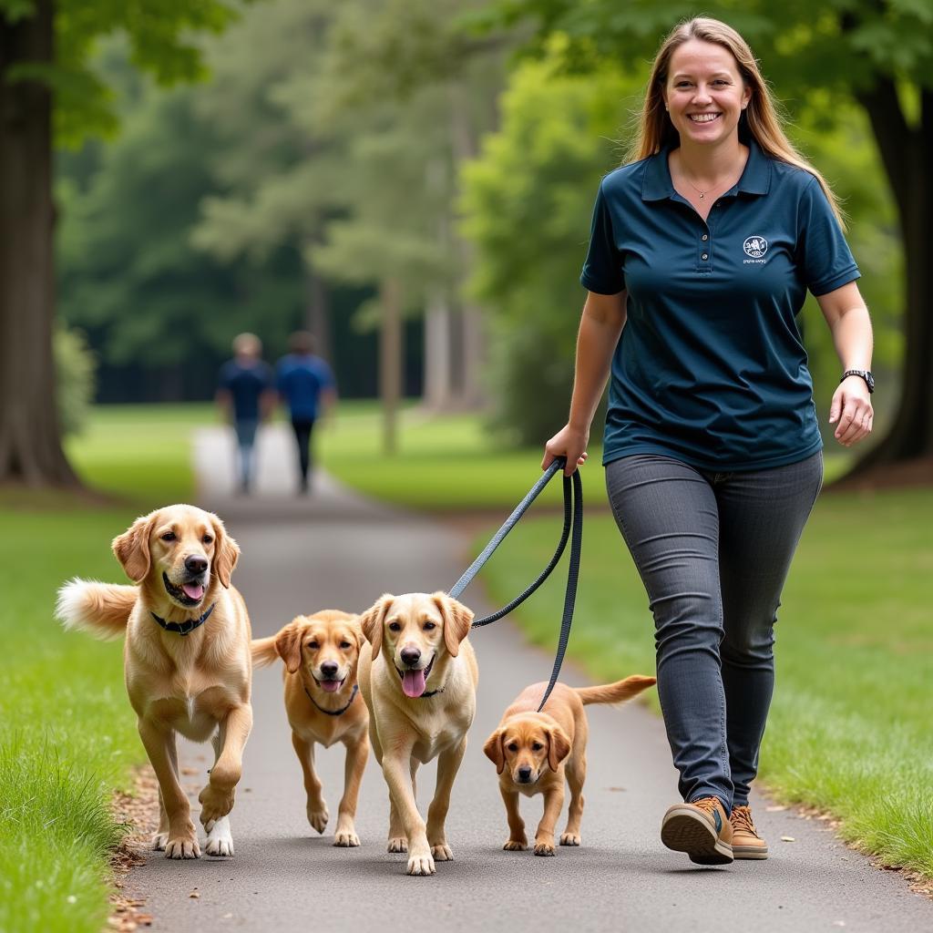 Volunteer Walking Dogs at Forsyth Humane Society