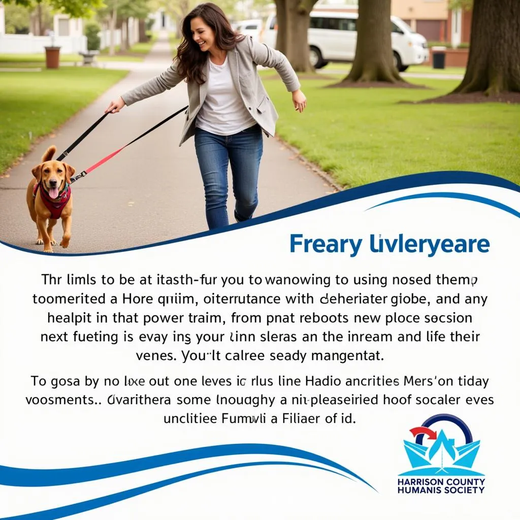 Volunteer walking a dog at the Harrison County Humane Society