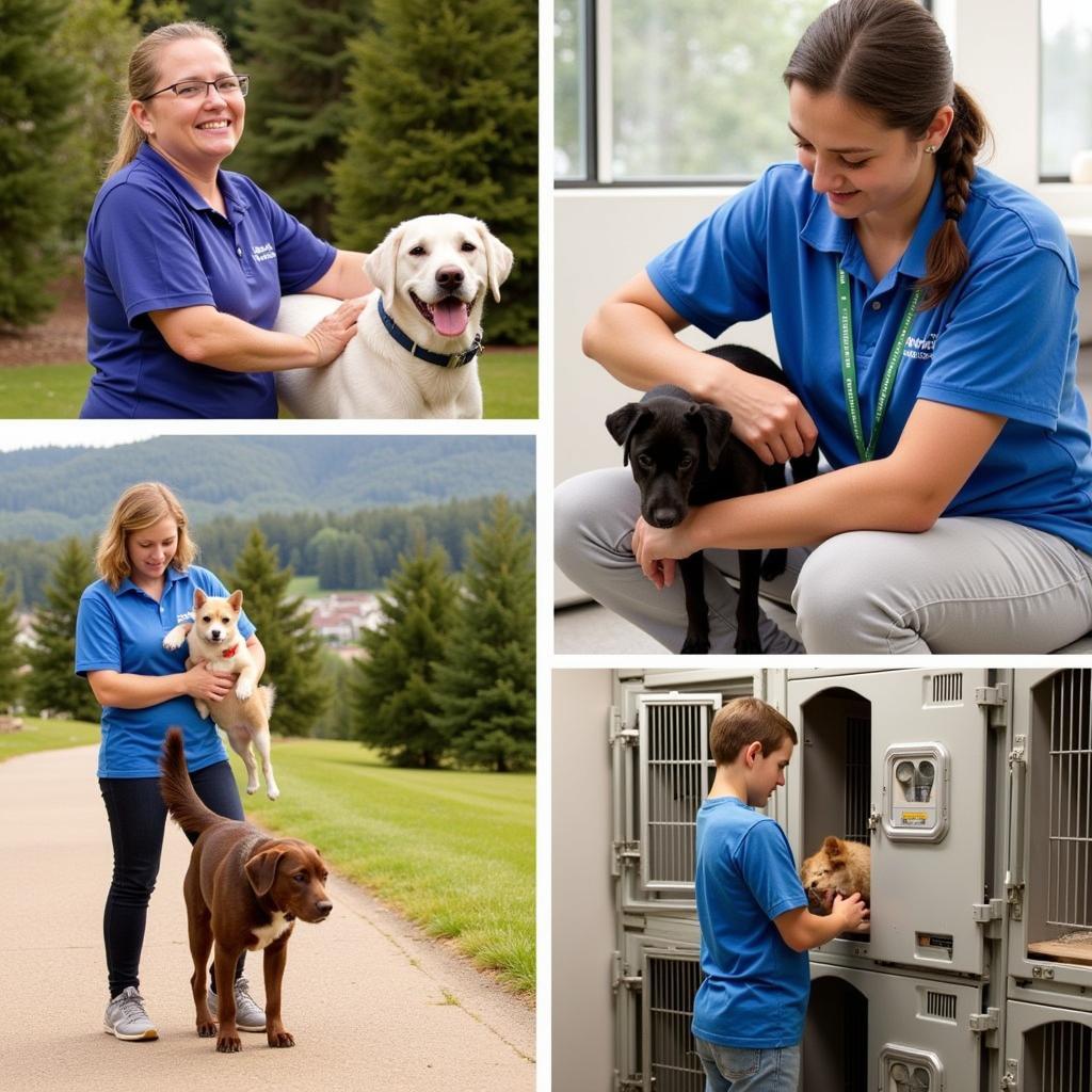  Volunteers playing with dogs at the Humane Society of Blue Ridge