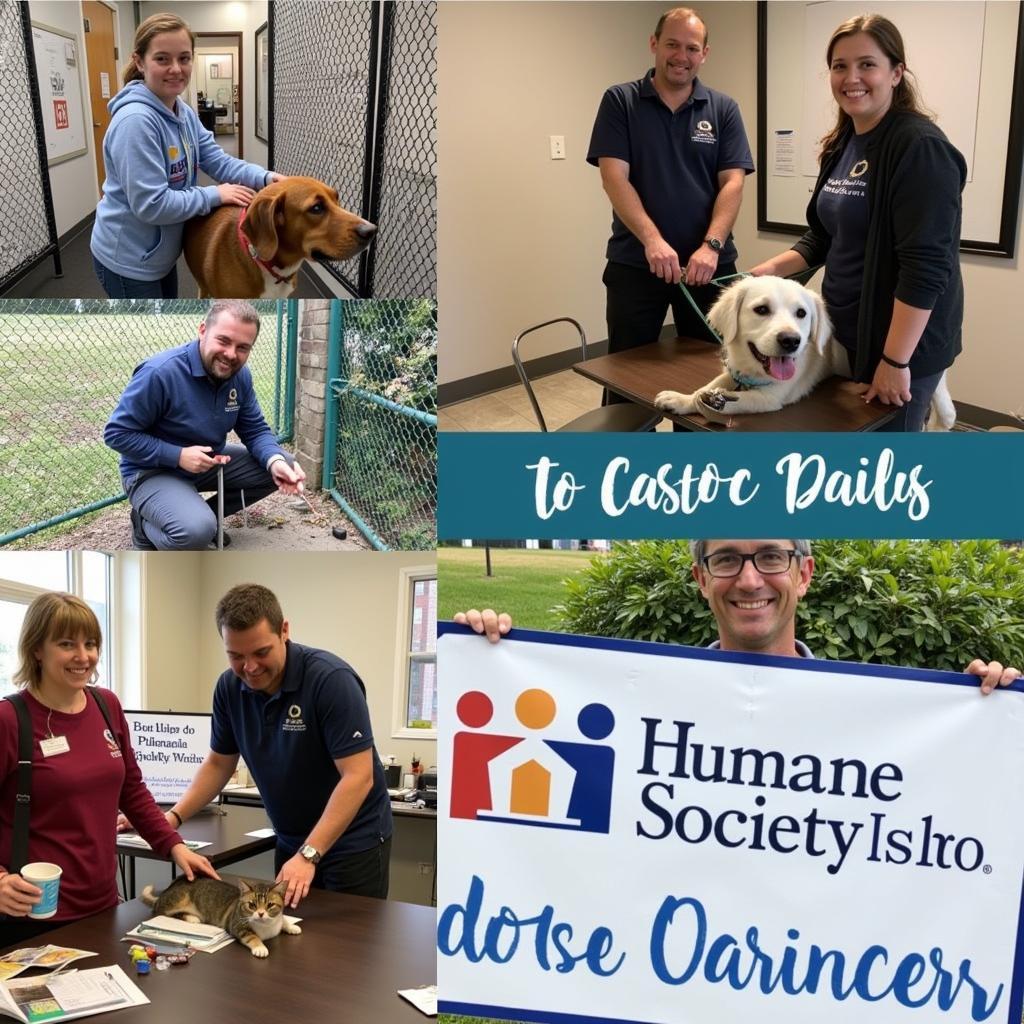 Volunteers interacting with animals at Humane Society Joliet