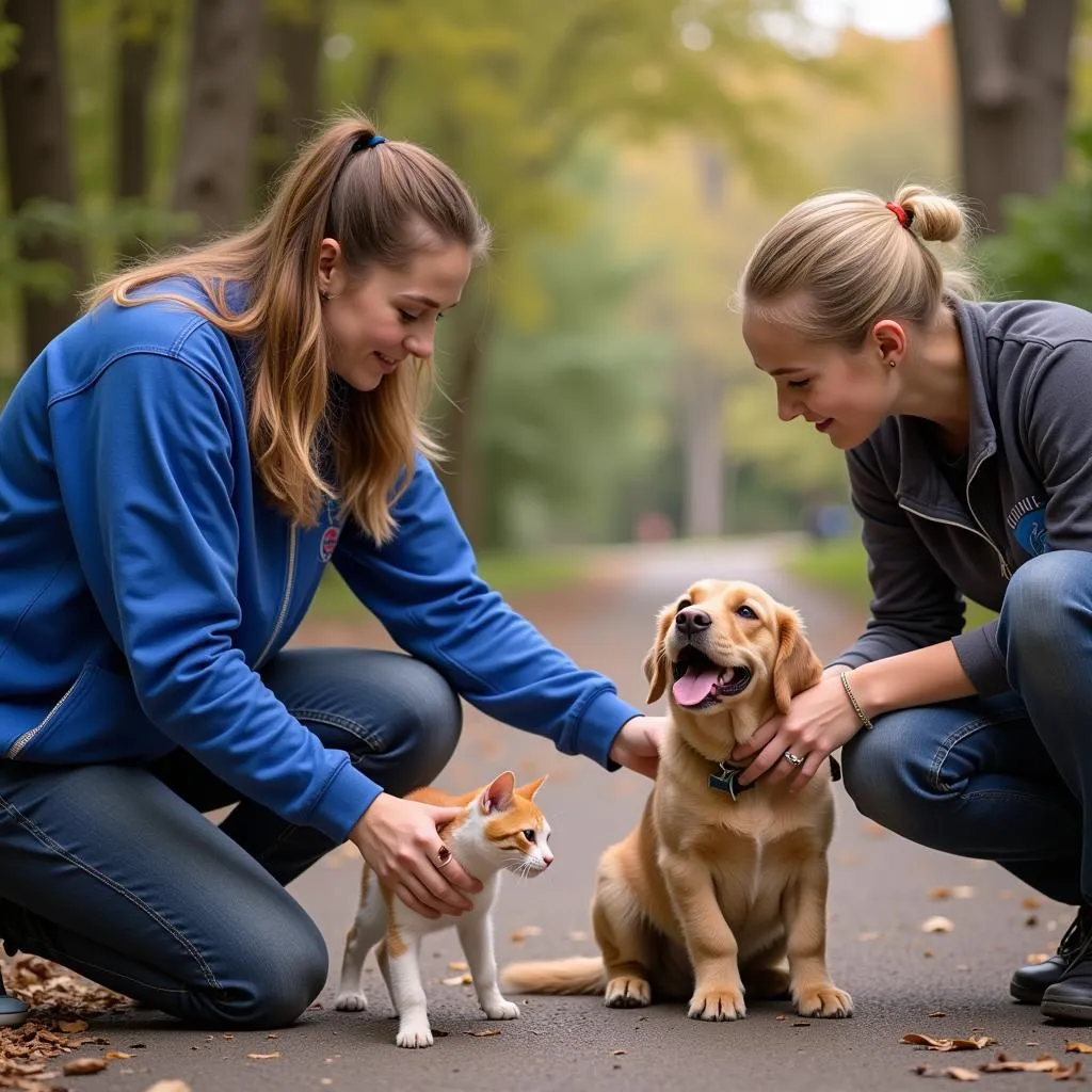 Volunteers at the Humane Society in Phenix City, Alabama