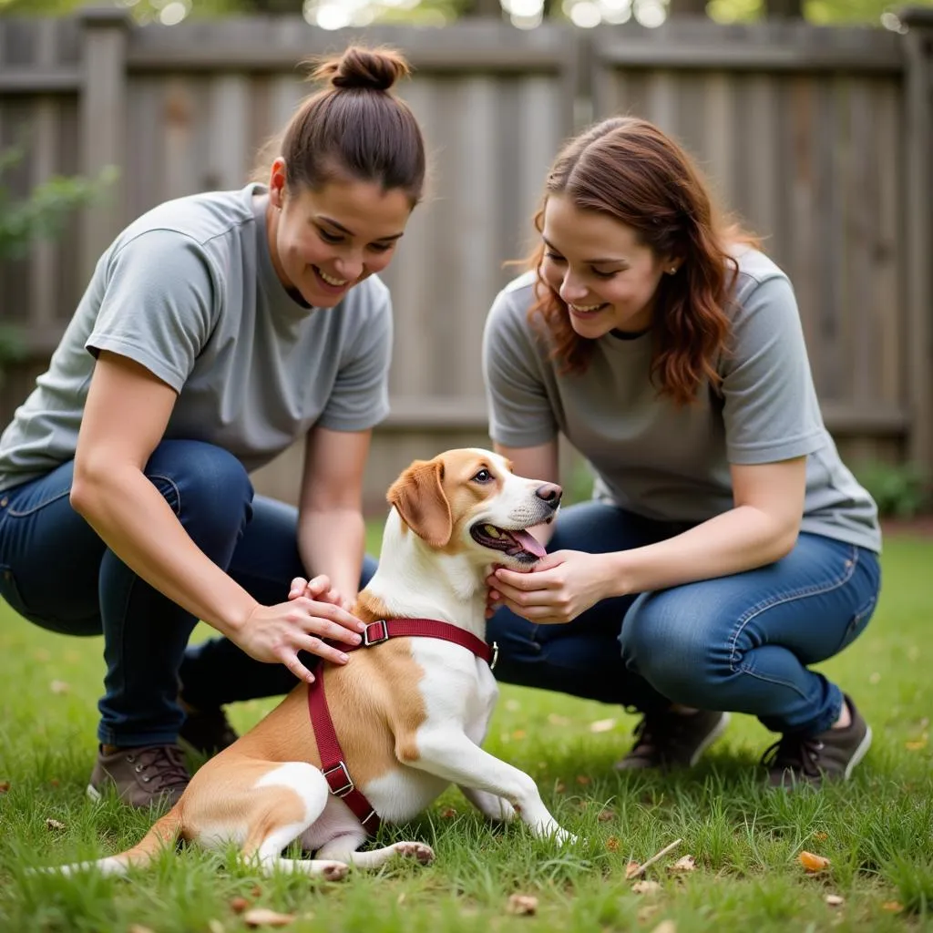 Volunteers interacting with animals at the Stearns County Humane Society