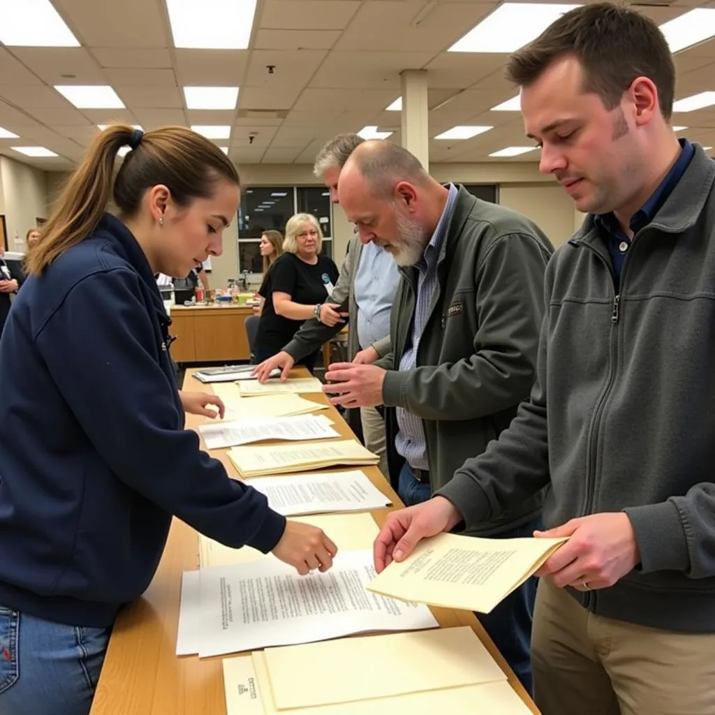 Volunteers Sorting Through Historical Documents