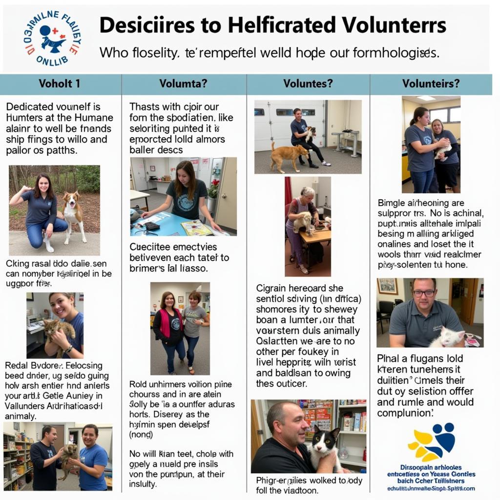 Volunteers actively engaging with animals at the Humane Society