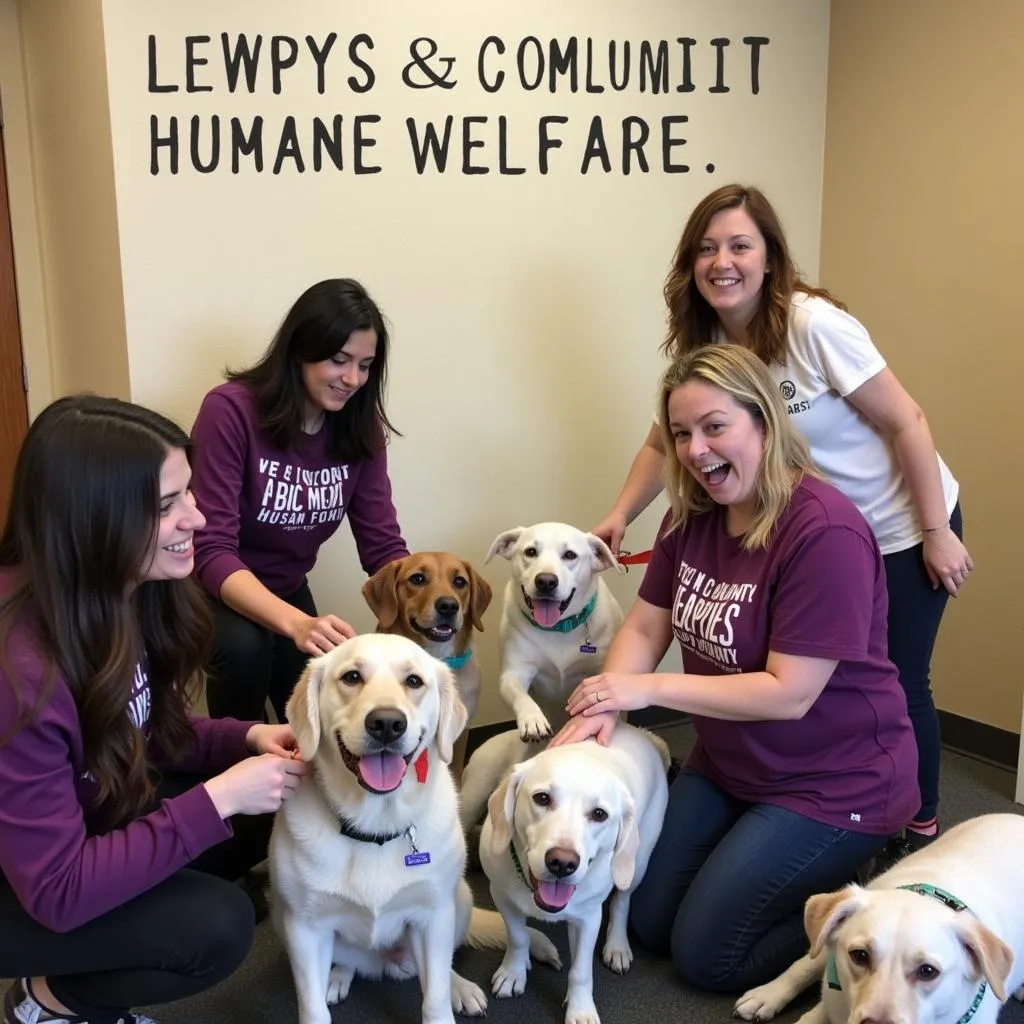 Volunteers playing with dogs at the Steuben County Humane Society