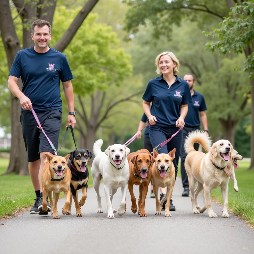 Volunteers Walking Dogs at Lee County Humane Society