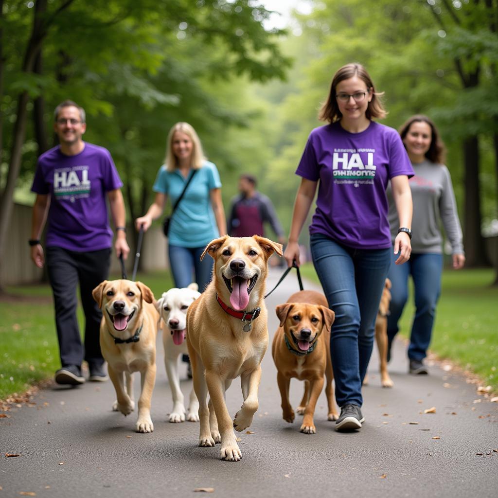  Volunteers walking dogs at Humane Society of Westchester