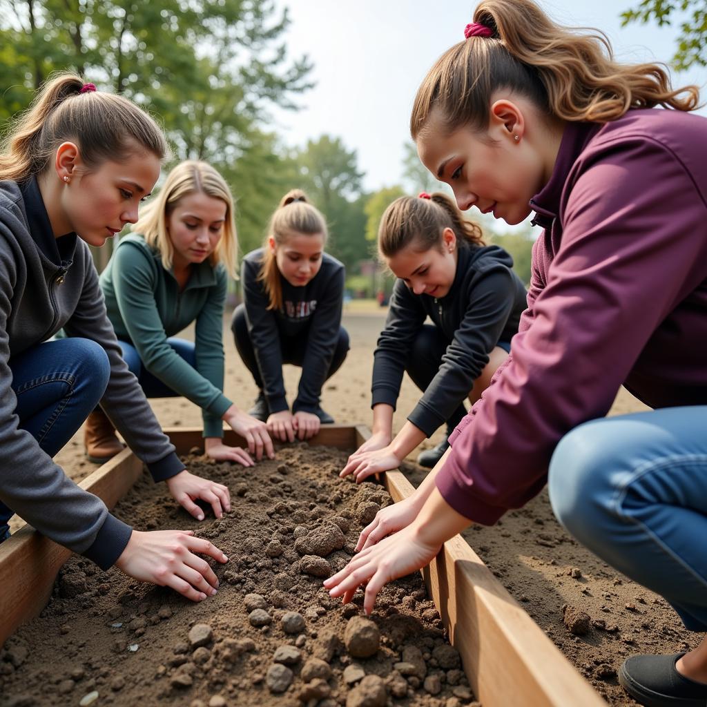 Volunteers working on a Vytautas Aid Society community project