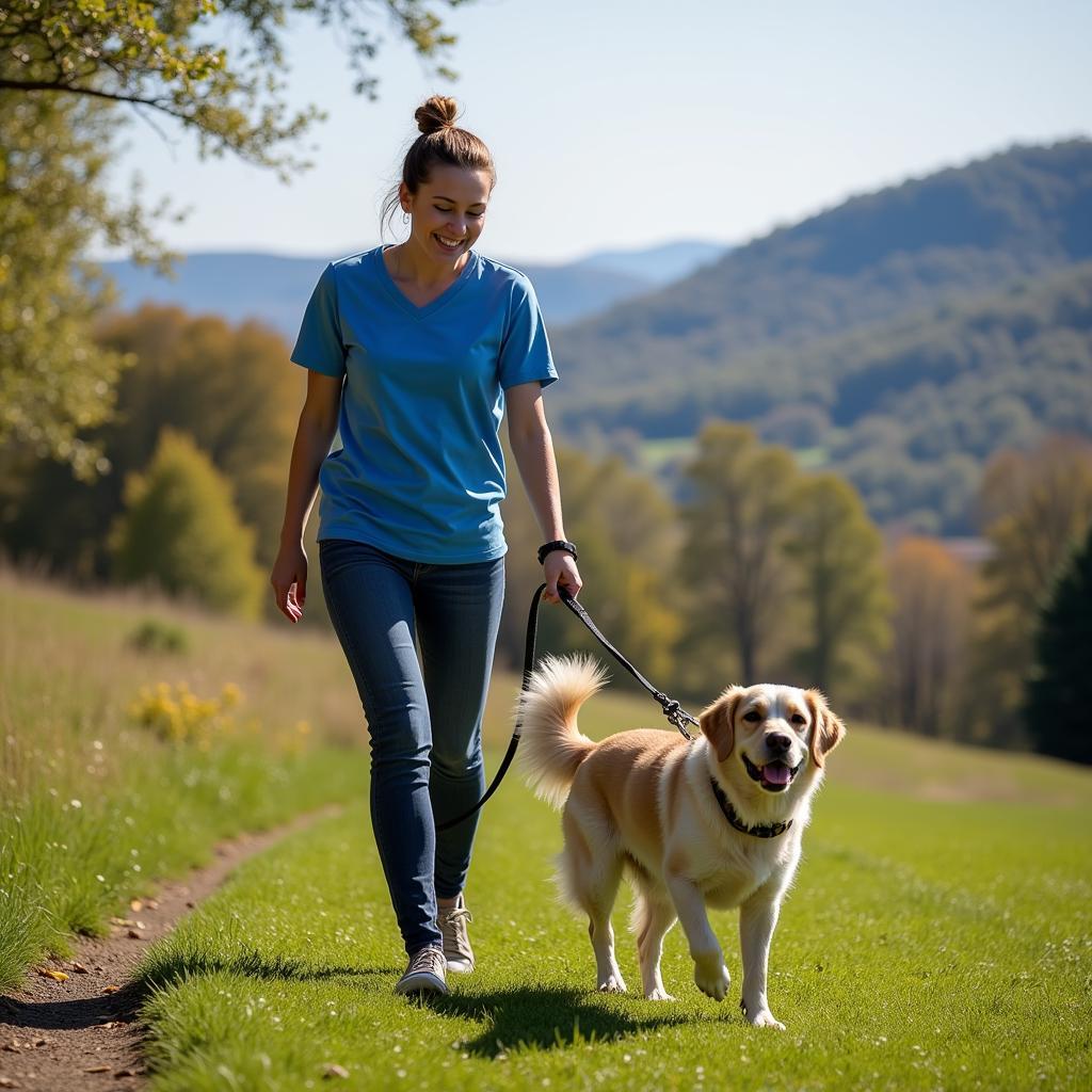 Volunteer Walking a Dog at Warwick Valley Humane Society