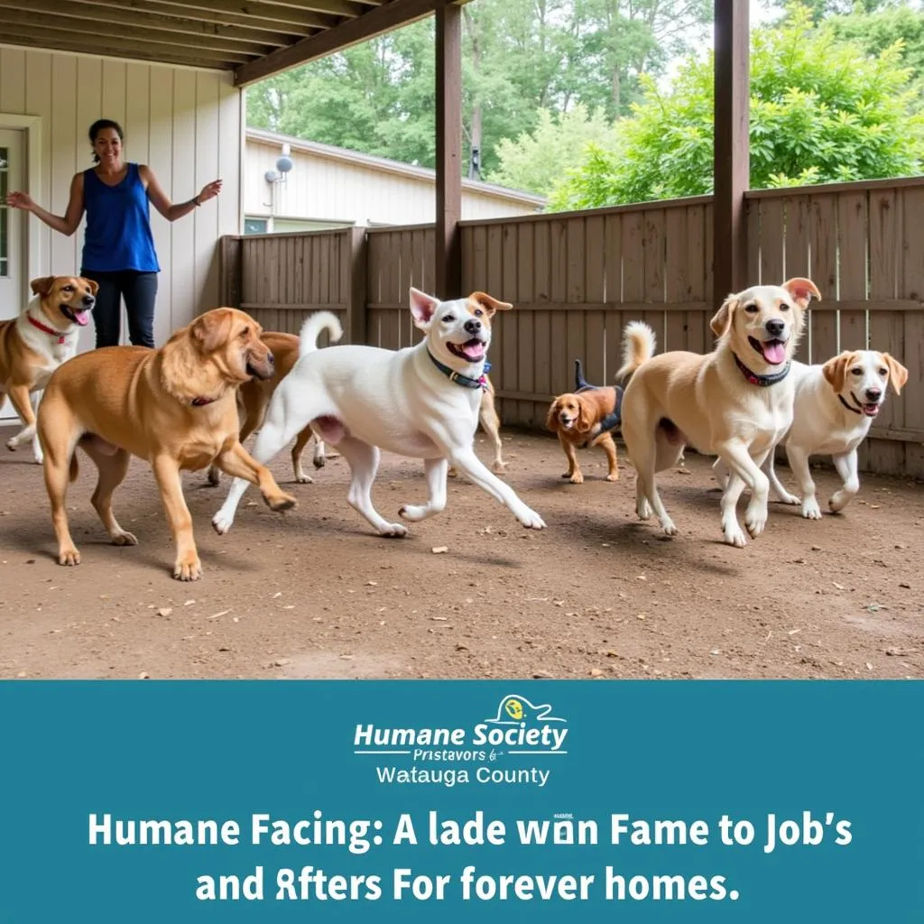 Dogs enjoying playtime at the Humane Society of Watauga County