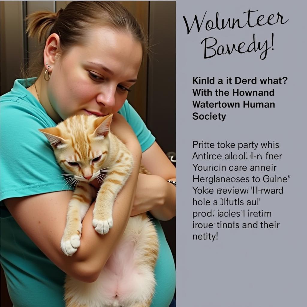 Volunteer Cuddling Cat at Watertown Humane Society 