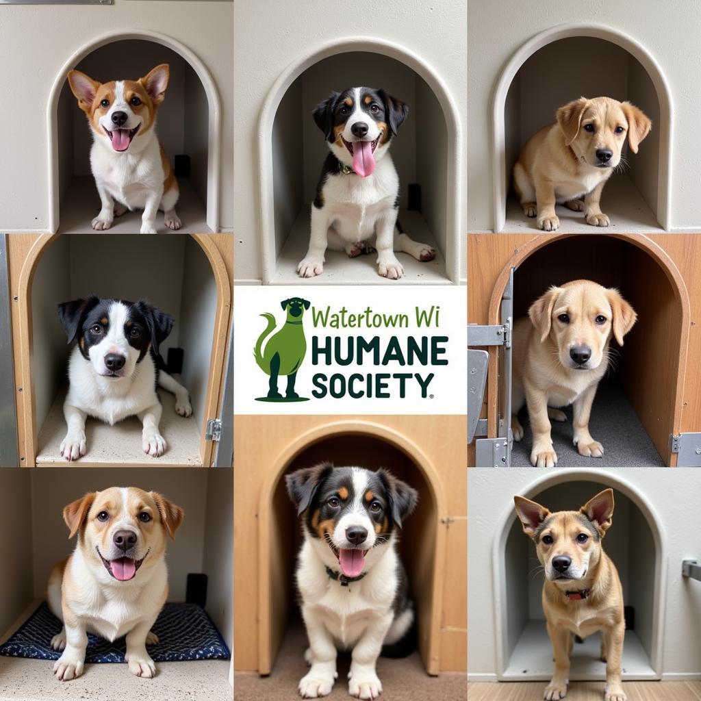 Dogs and cats awaiting adoption at the Watertown Humane Society