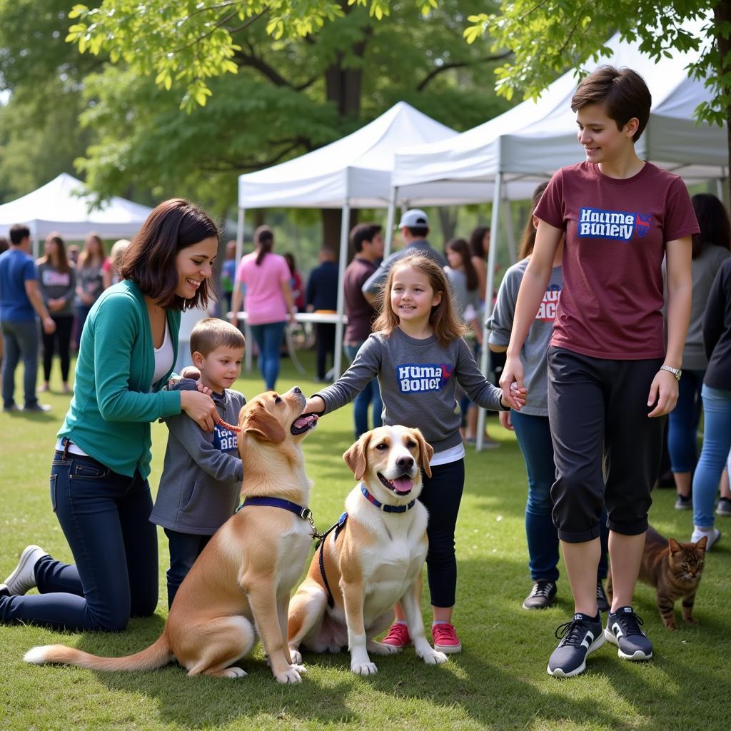 Families gathered at a Weld County Humane Society adoption event