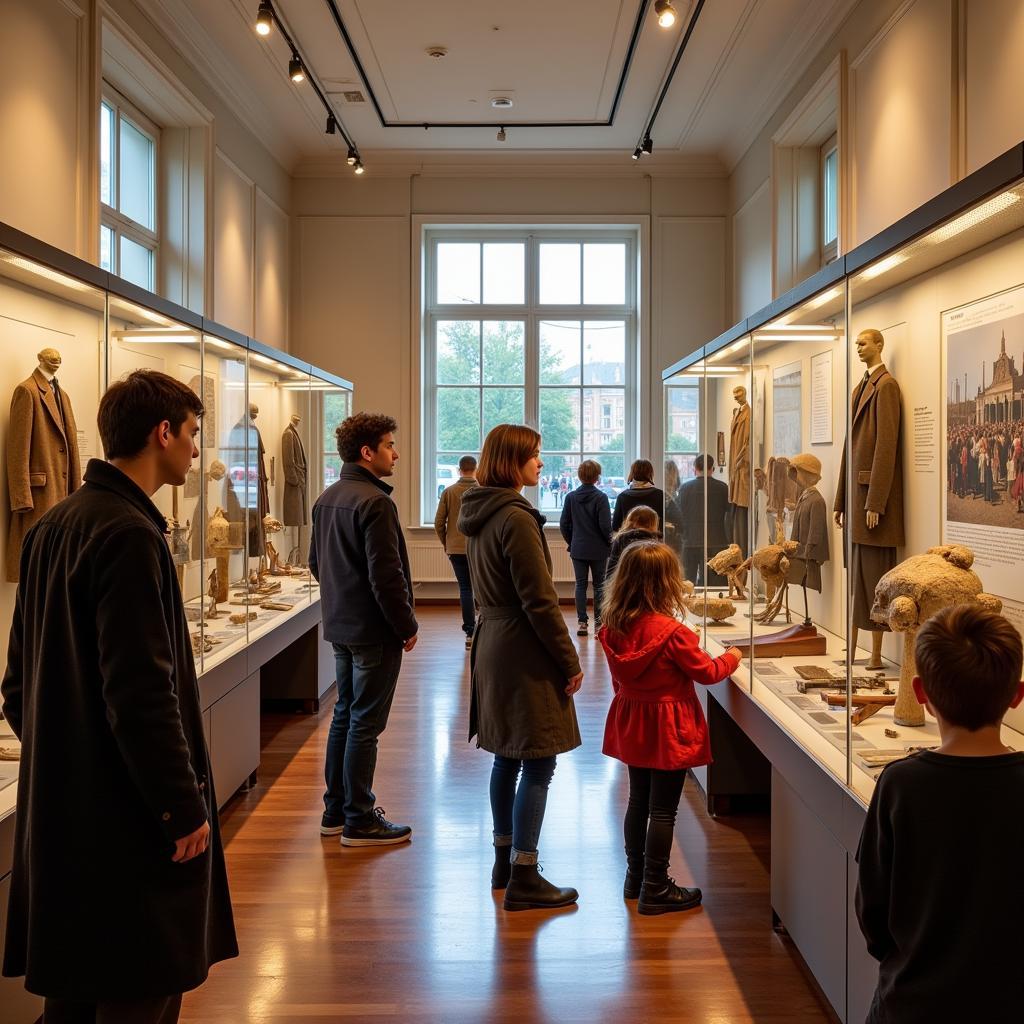 Visitors Engaging with a Weston Historical Society Exhibit