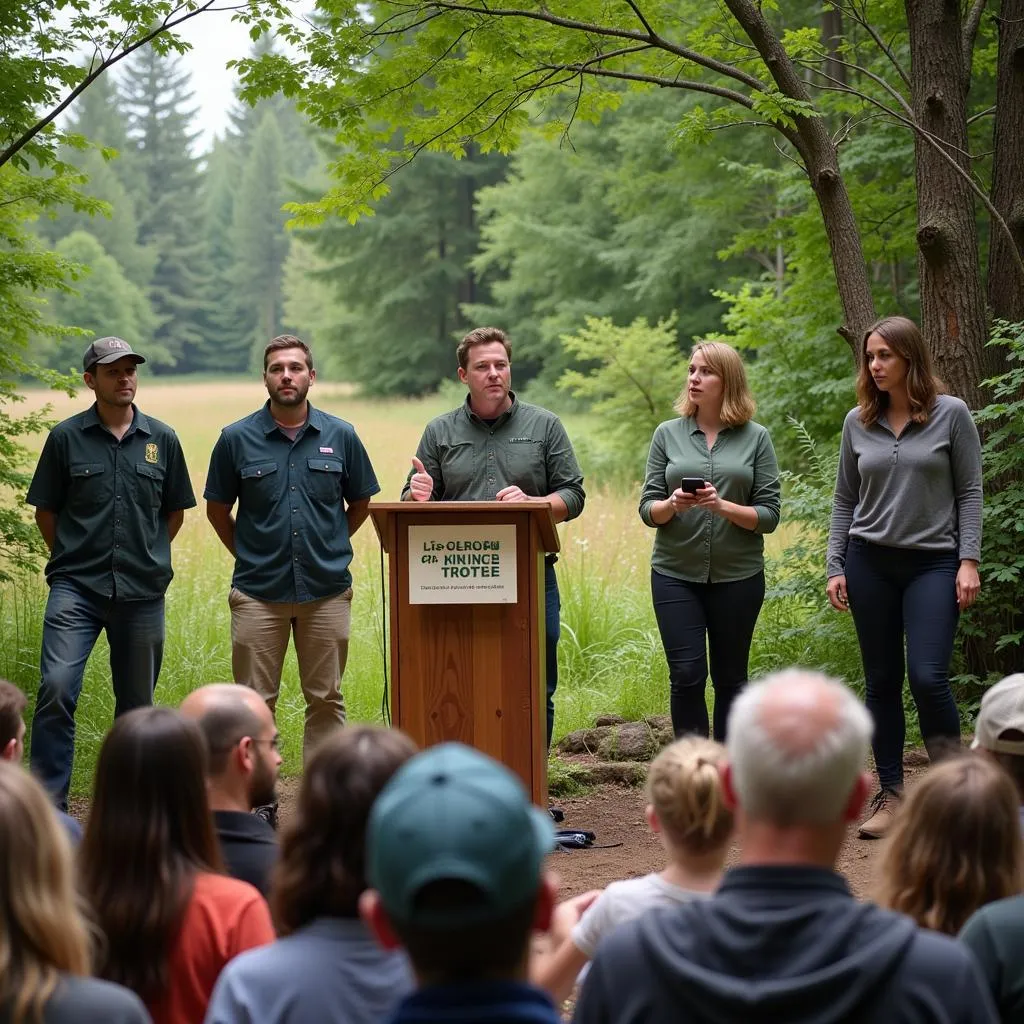 Wilderness Society advocates speaking at a public hearing