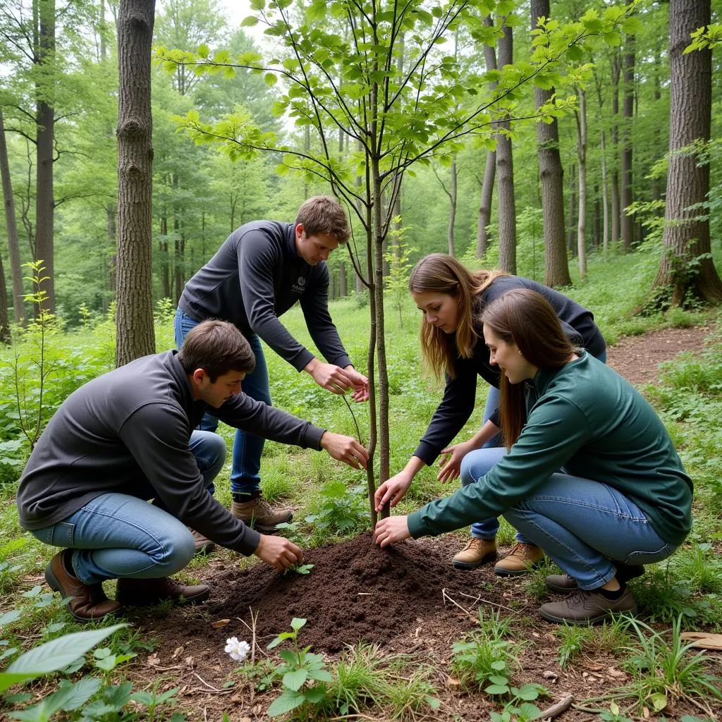 Volunteers participating in a Wilderness Society tree planting event