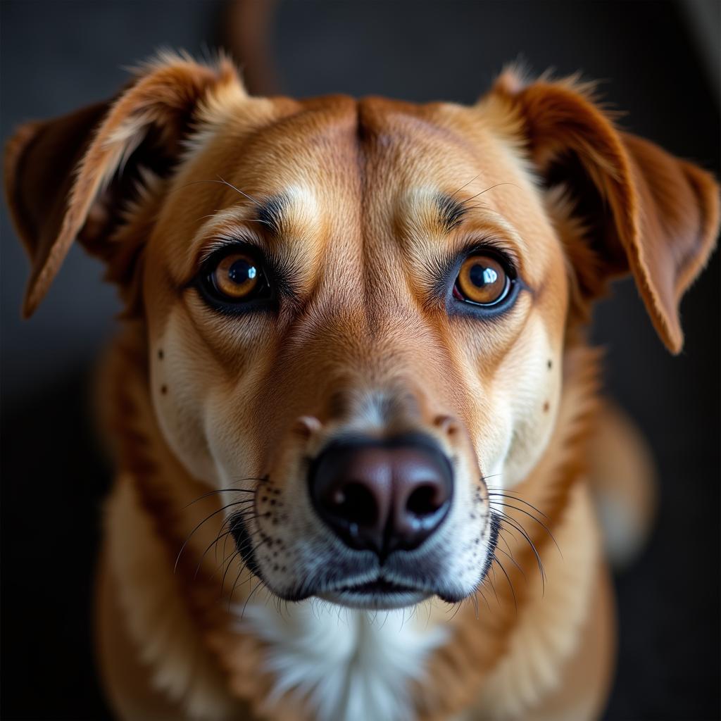 A close-up portrait of a dog at the Wilkes Humane Society