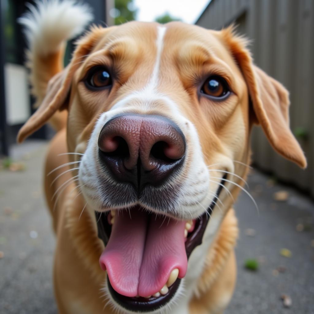 Smiling dog portrait at Williams County Humane Society