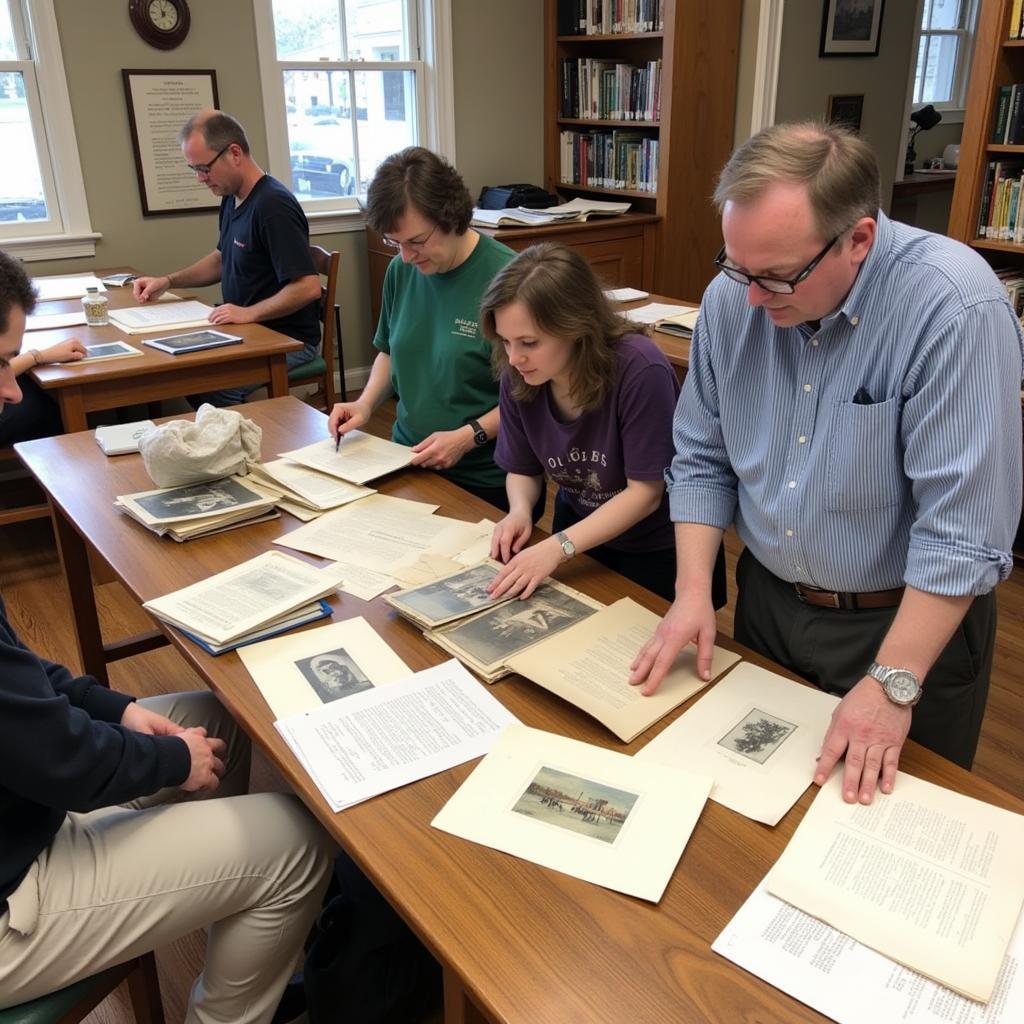 Volunteers Carefully Archiving Historical Documents and Photographs