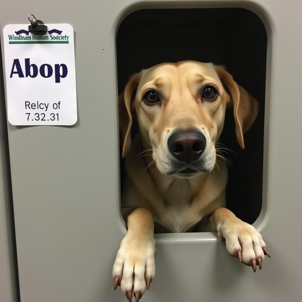 Dog awaiting adoption at the Windham County Humane Society