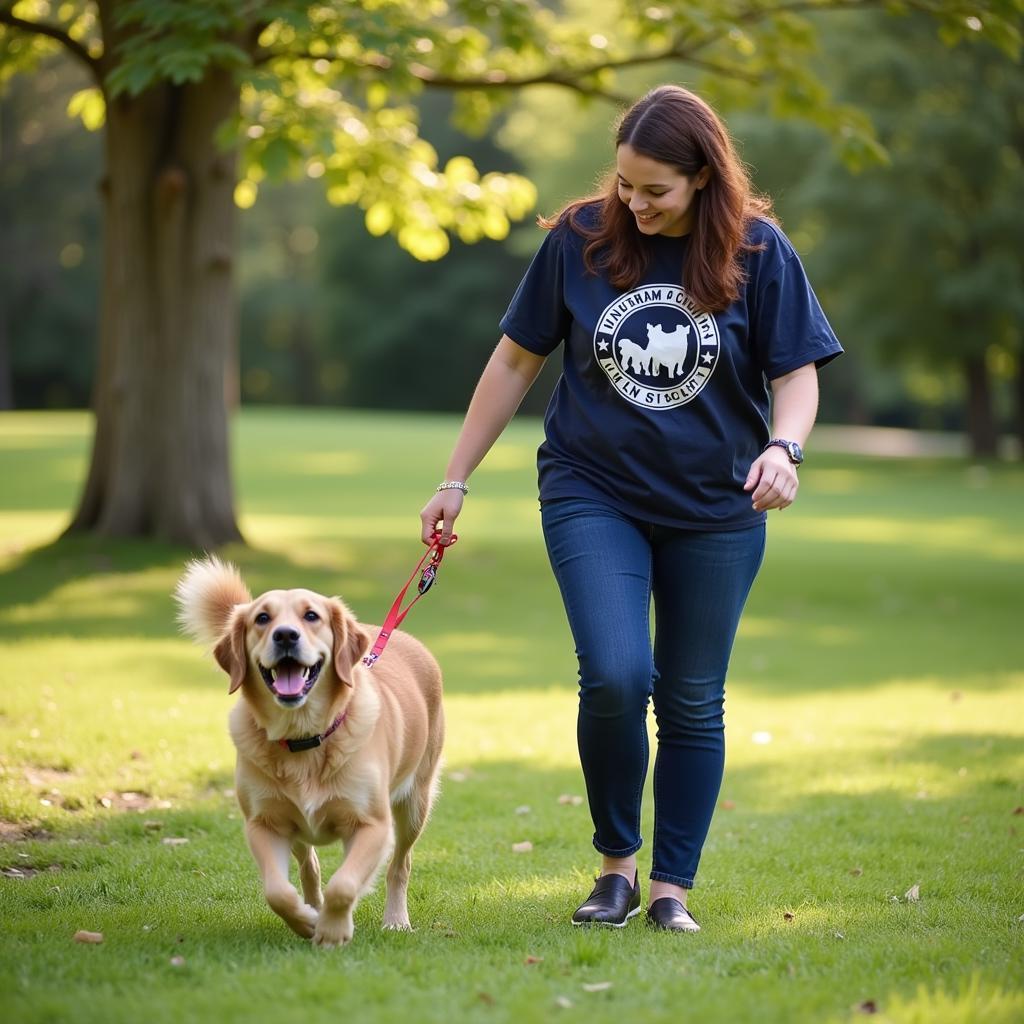 Volunteer Walking a Dog