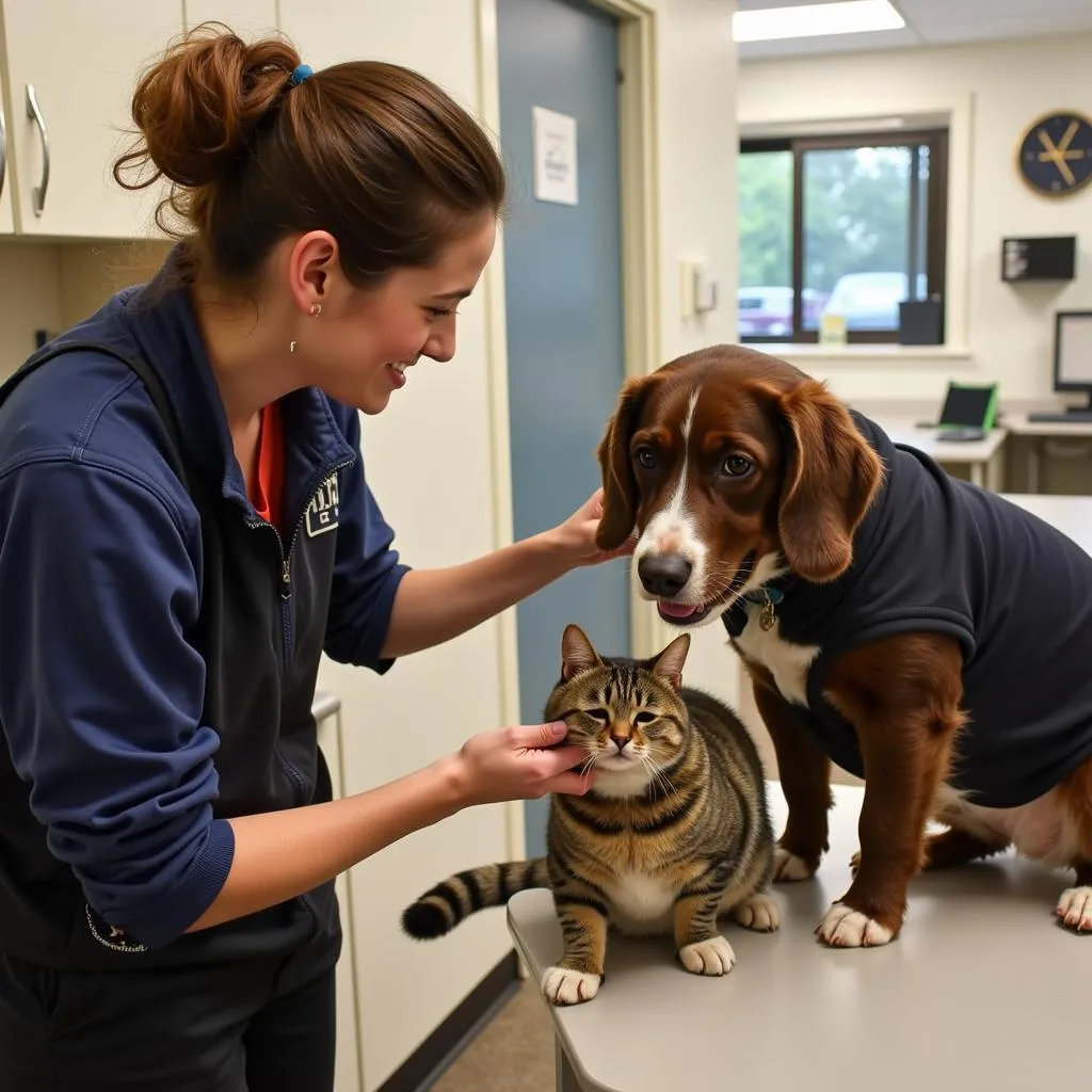 Volunteers interact with animals at the Windham Humane Society