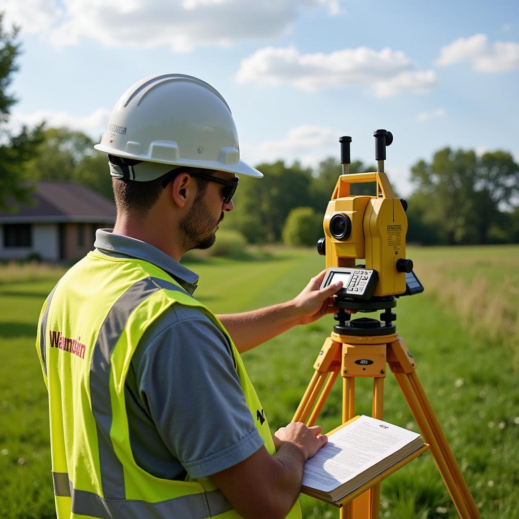 Land Surveyor Taking Measurements in Wisconsin