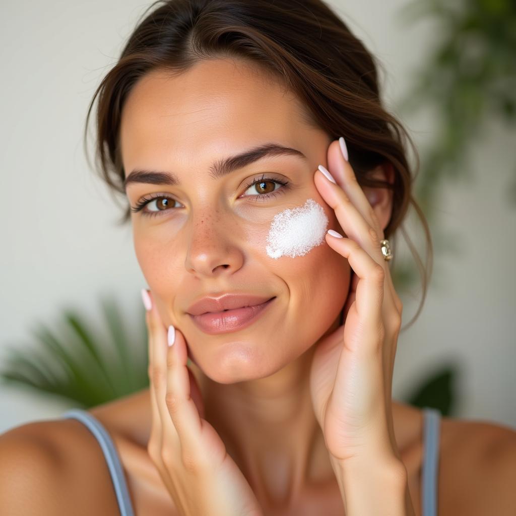 Woman Applying Sunscreen