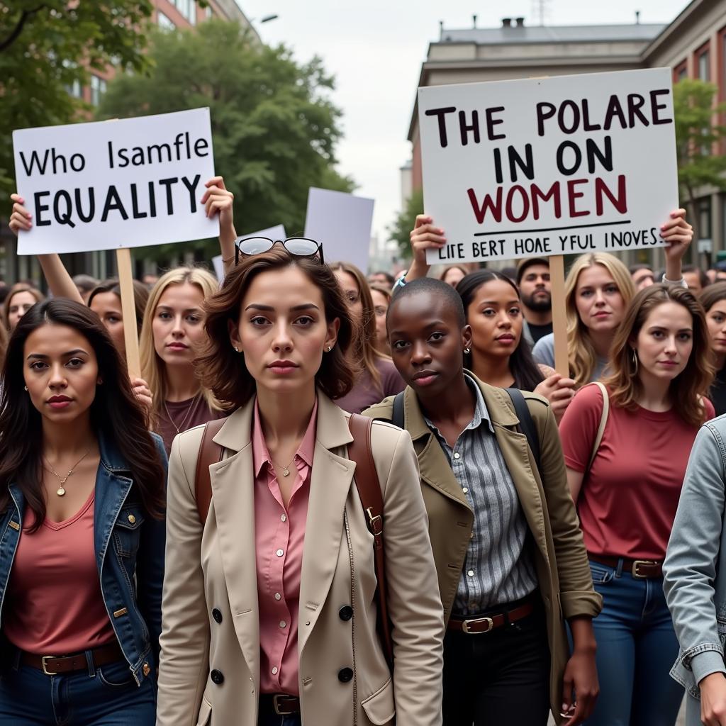 Women leading a peaceful protest