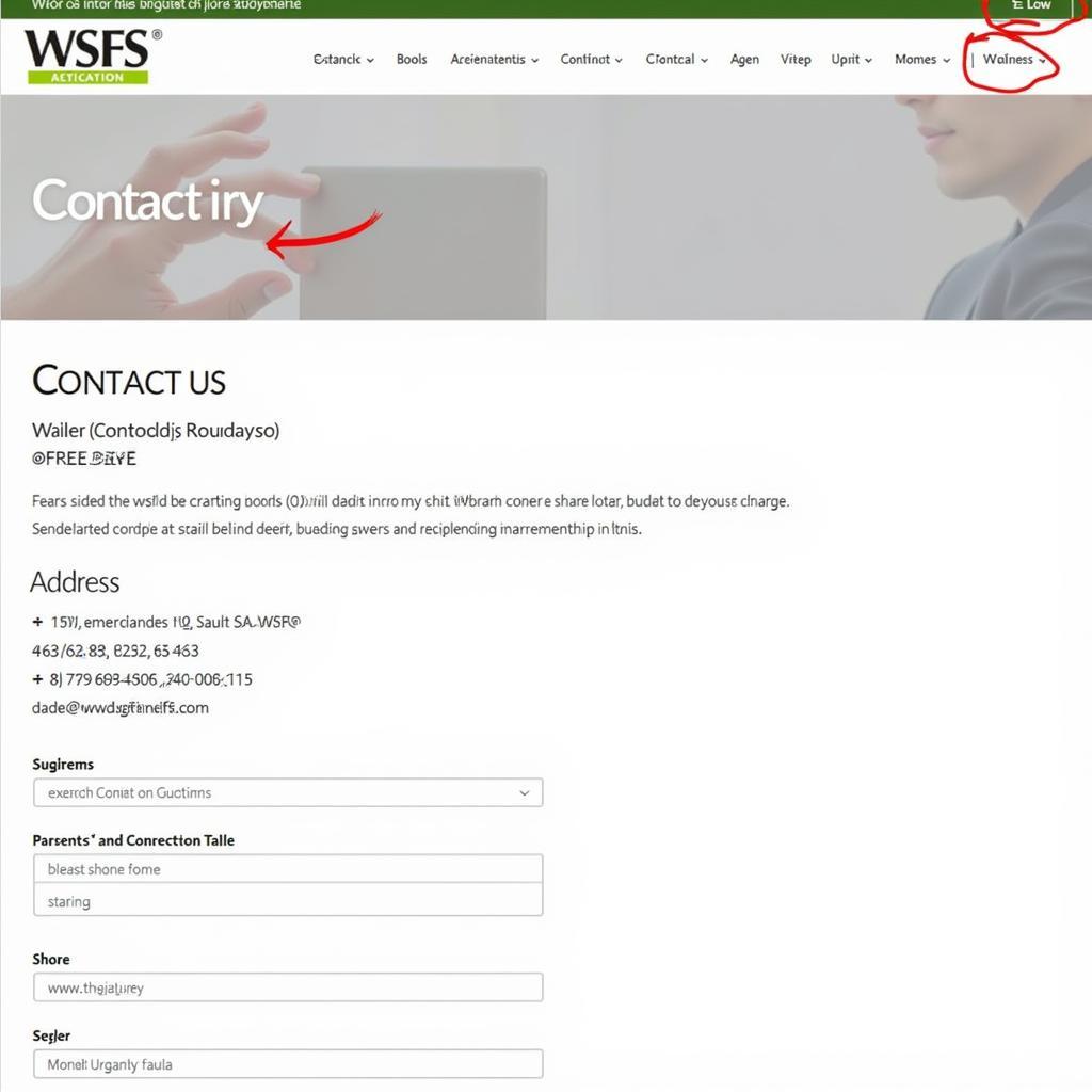 Website contact page with a map and address for WSFS.