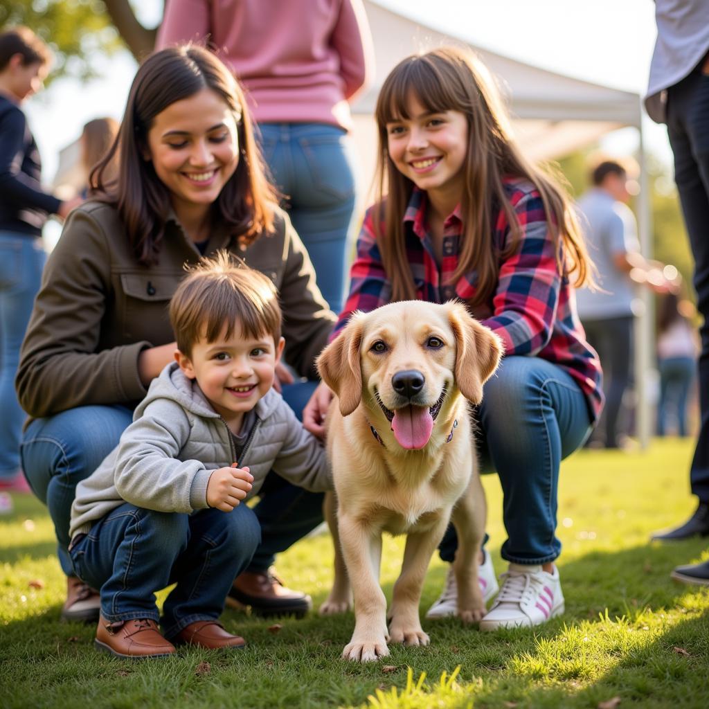 Family Meeting Adoptable Dog at Yankton Humane Society Event