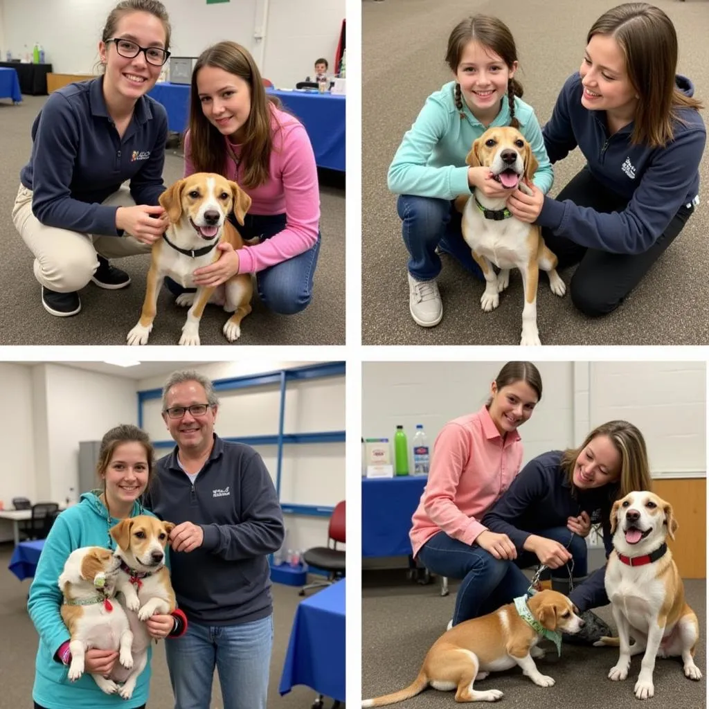 Families interacting with adoptable dogs at a Yates County Humane Society adoption event