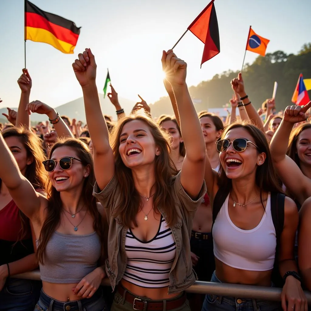 Young People Attending a Global Music Festival 