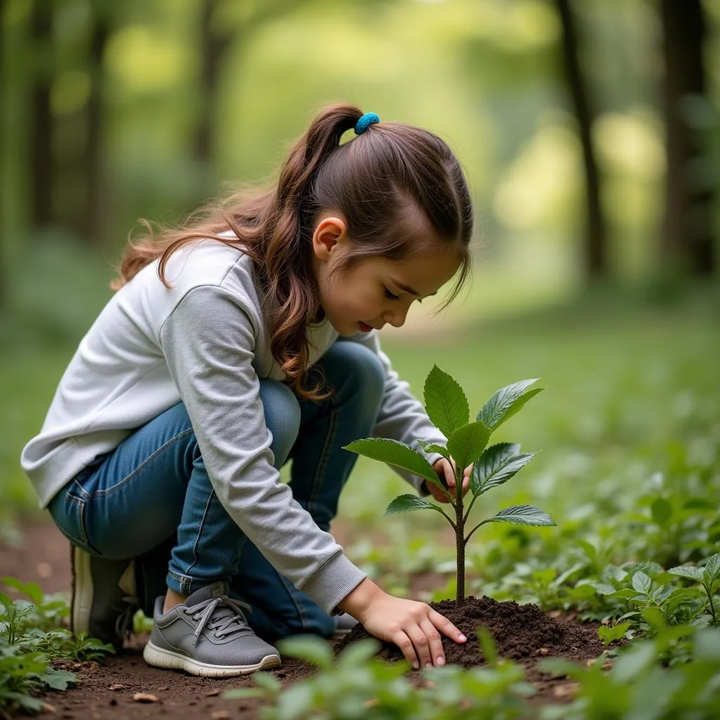 Young Person Planting a Tree