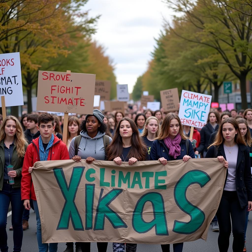 Youth climate activists marching for change