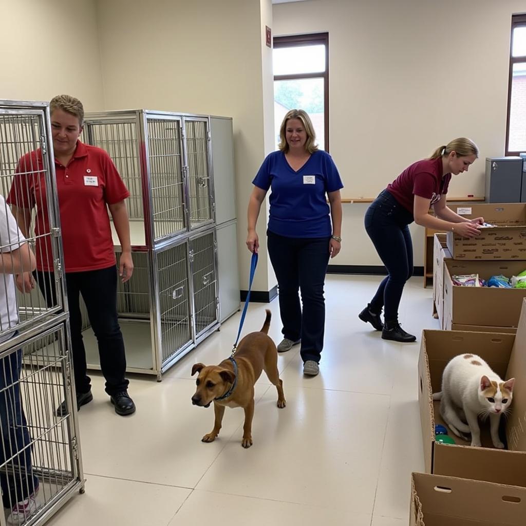 Volunteers helping animals at the Adair County Humane Society