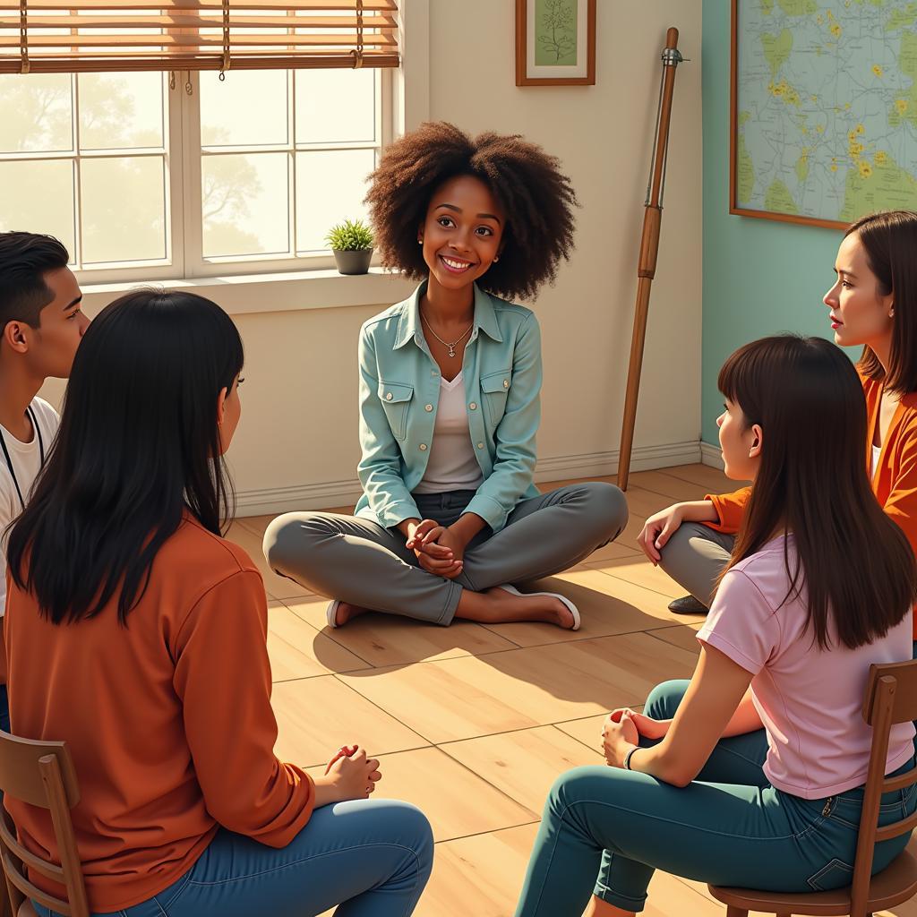 Addison participating in a support group, finding solace and connection