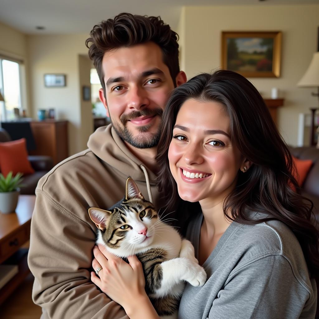 Adopted Cat Cuddling with Owner from Santa Fe Shelter