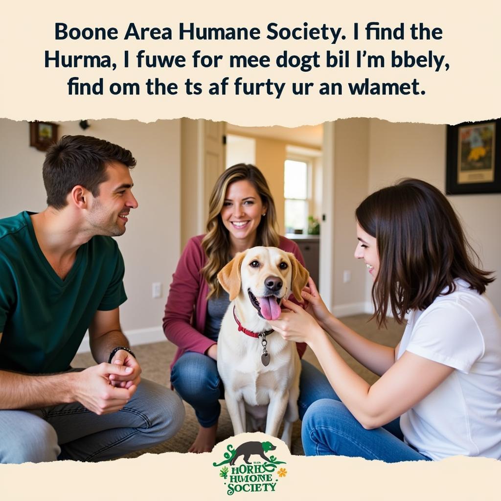 Happy family adopting a pet from the Boone Area Humane Society