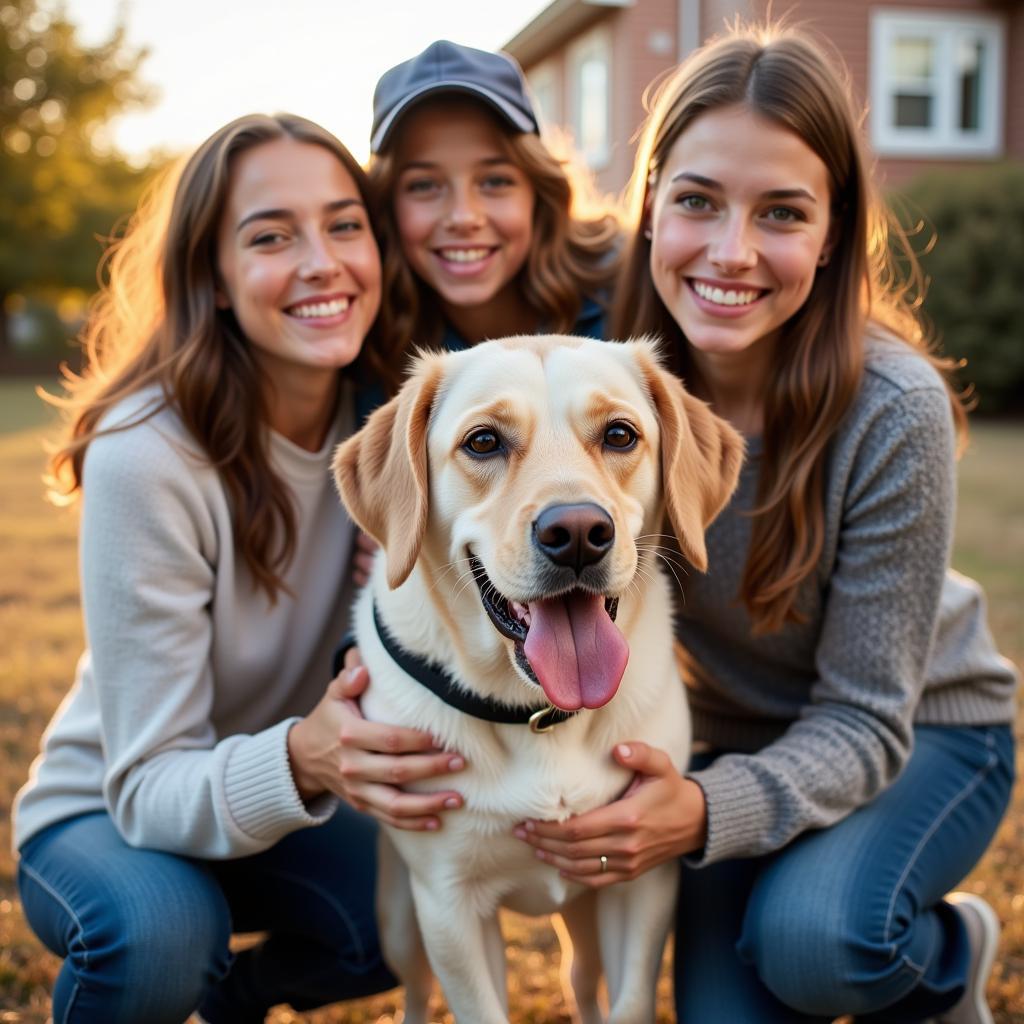 Happy family adopting a pet from the Humane Society Burton