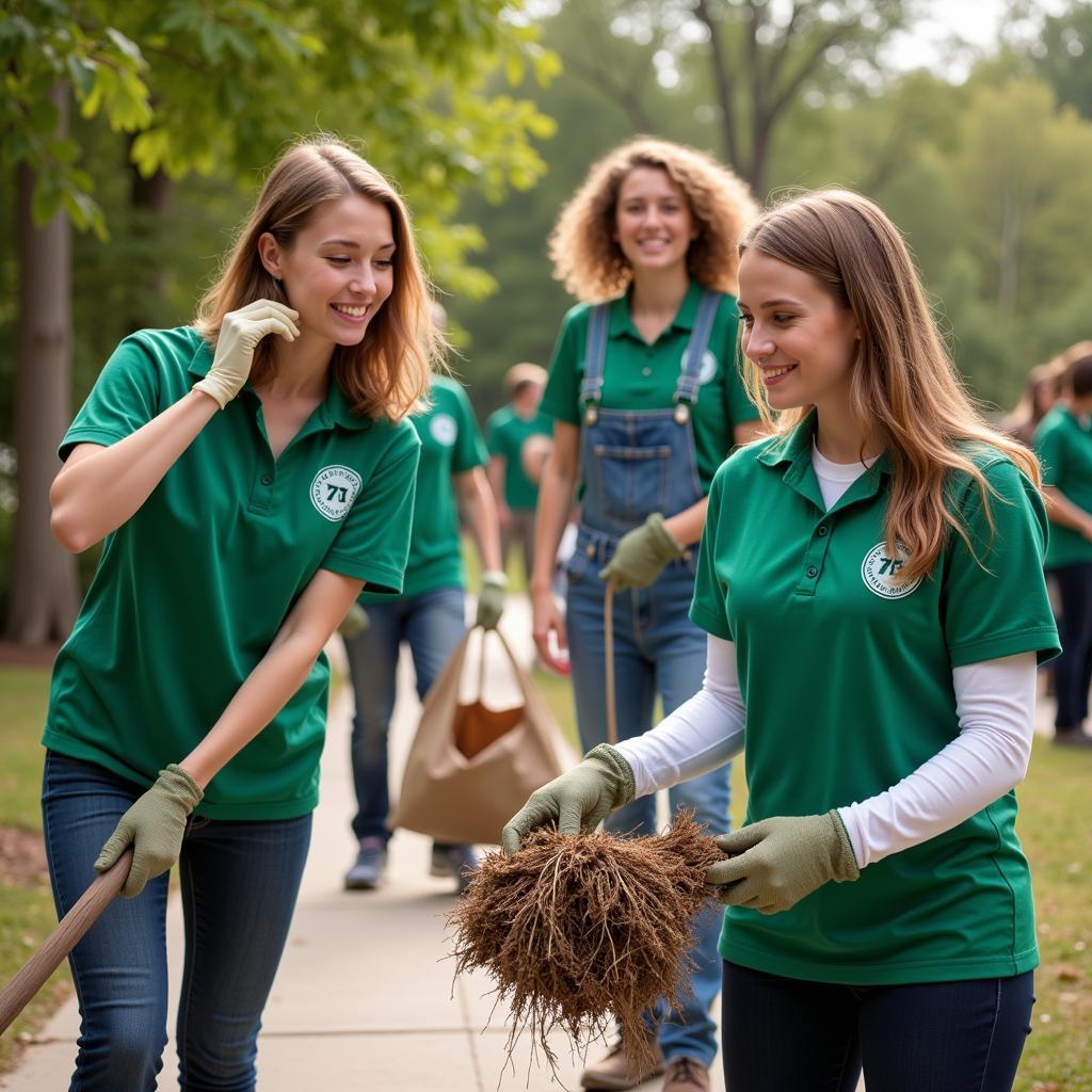 Alpha Chi Members Volunteering at a Community Service Project