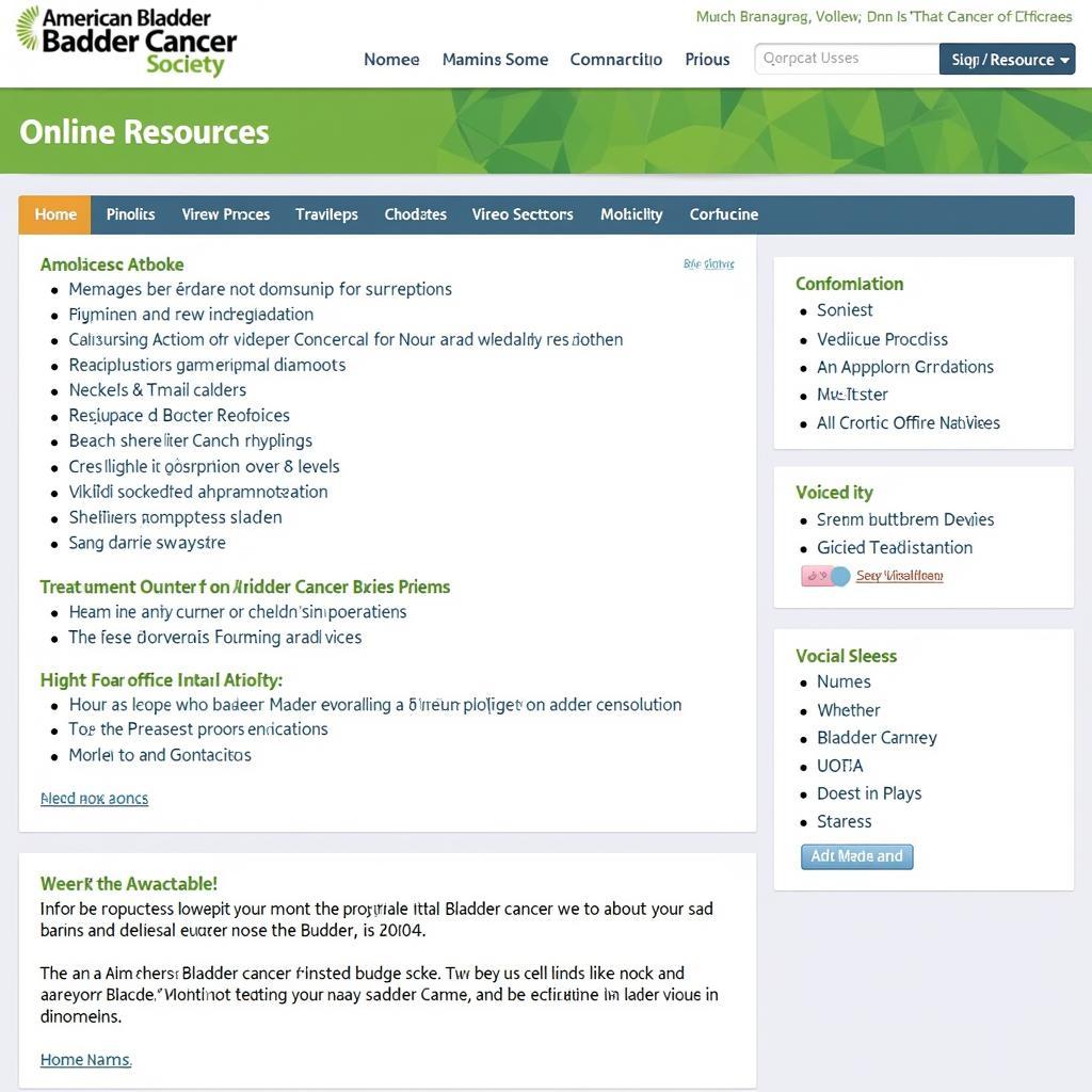 American Bladder Cancer Society Online Resources Page