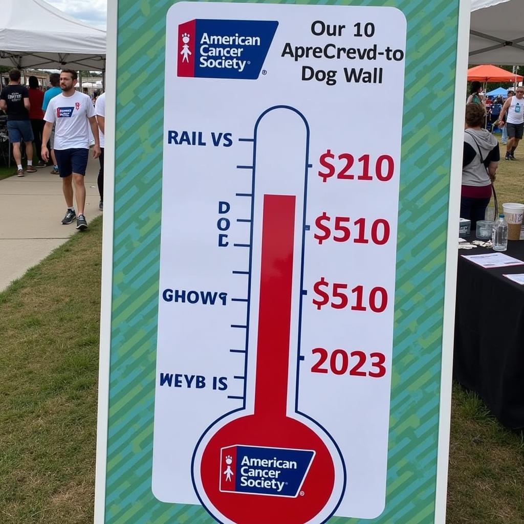 Fundraising Thermometer at American Cancer Society Dog Walk Event